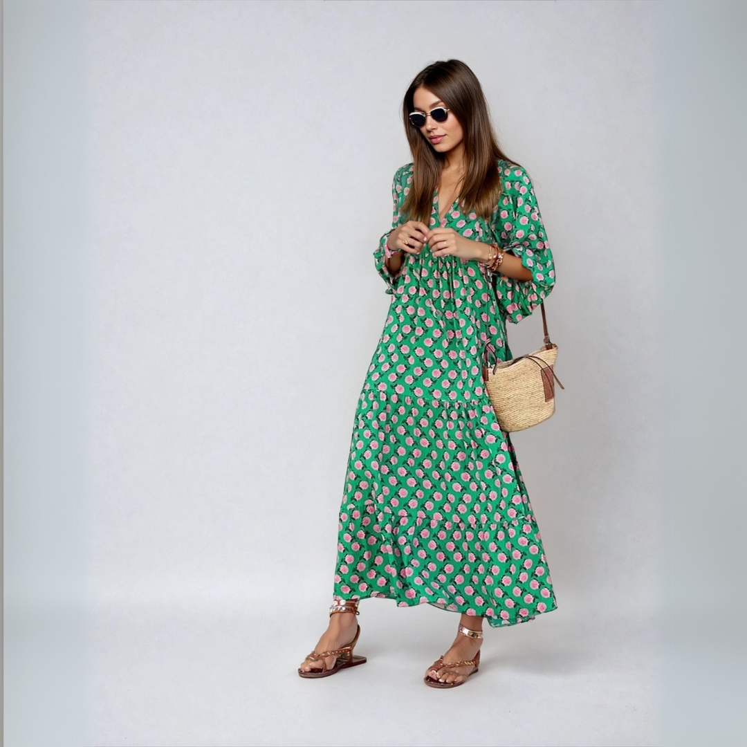 Elin™ - Boho Bomulds Maxi Kjole