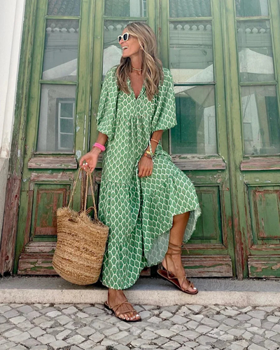 Elin™ - Boho Bomulds Maxi Kjole