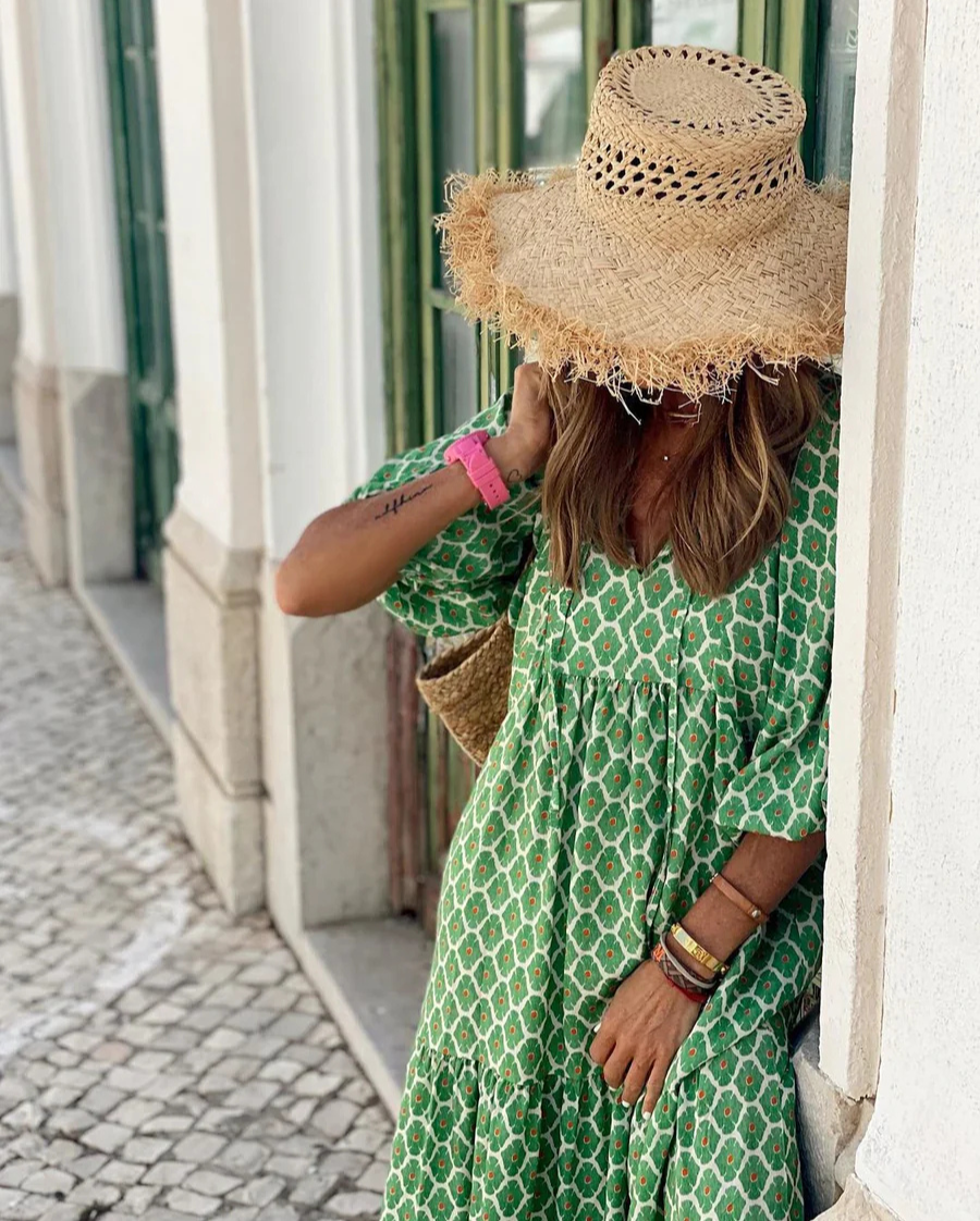 Elin™ - Boho Bomulds Maxi Kjole